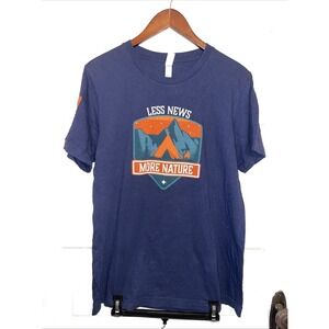 Nine Line Navy Blue T-shirt Less News More‎ Nature Medium